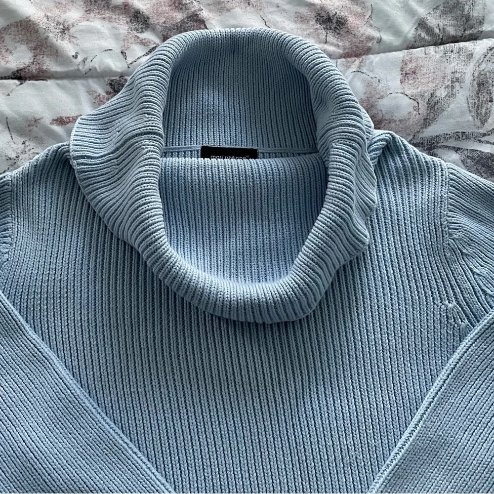Mari Philippe baby blue 100% cotton cowl neck substantial heavy sweater, size S